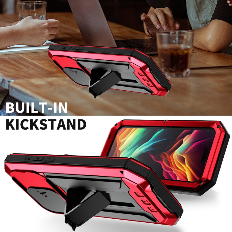 For iPhone 15 Pro Max R-JUST Sliding Camera IP54 Life Waterproof Holder Phone Case(Red) by R-JUST