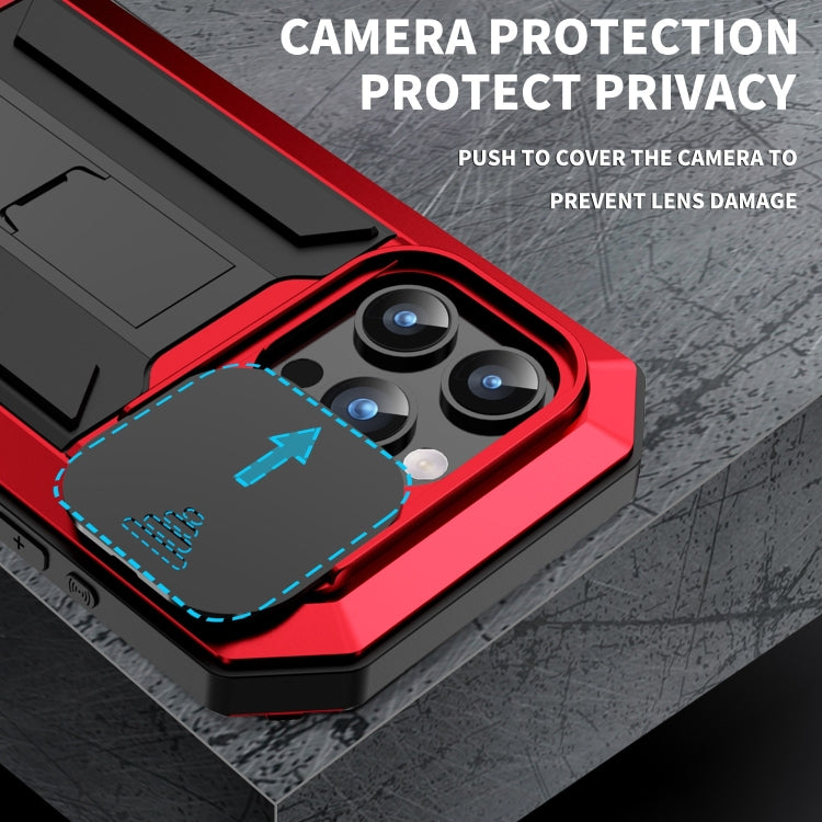 For iPhone 15 Pro Max R-JUST Sliding Camera IP54 Life Waterproof Holder Phone Case(Red) by R-JUST