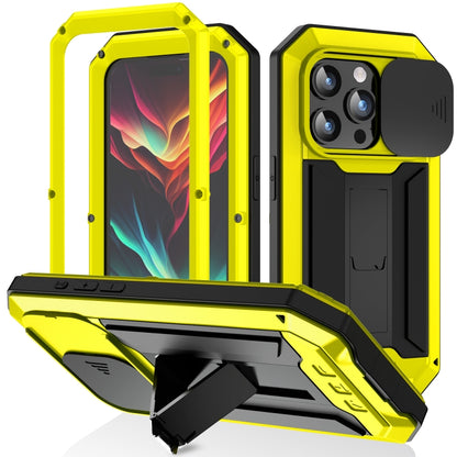 For iPhone 15 Pro Max R-JUST Sliding Camera IP54 Life Waterproof Holder Phone Case(Yellow) by R-JUST