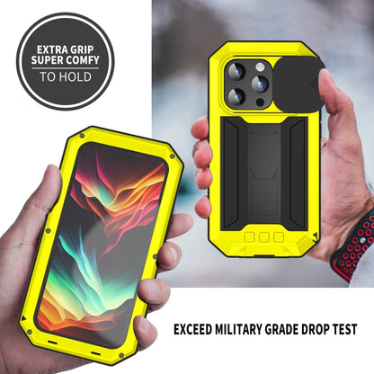 For iPhone 15 Pro Max R-JUST Sliding Camera IP54 Life Waterproof Holder Phone Case(Yellow) by R-JUST