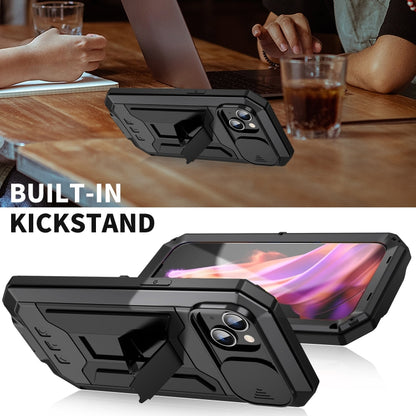 For iPhone 15 Plus R-JUST Sliding Camera IP54 Life Waterproof Holder Phone Case(Black) by R-JUST