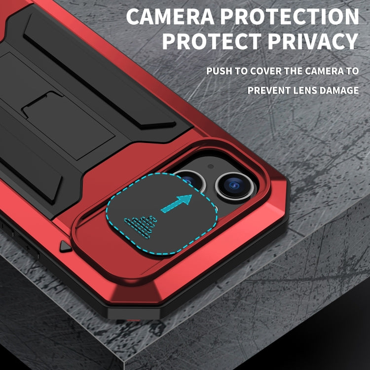 For iPhone 15 Plus R-JUST Sliding Camera IP54 Life Waterproof Holder Phone Case(Red) by R-JUST