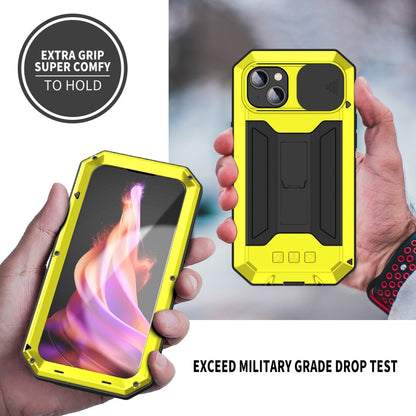 For iPhone 15 Plus R-JUST Sliding Camera IP54 Life Waterproof Holder Phone Case(Yellow) by R-JUST