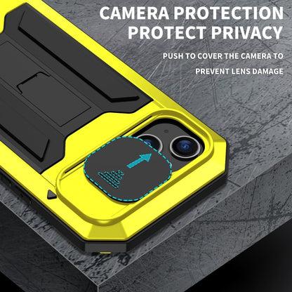 For iPhone 15 Plus R-JUST Sliding Camera IP54 Life Waterproof Holder Phone Case(Yellow) by R-JUST