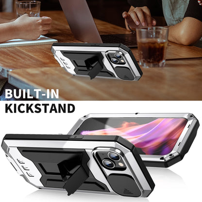 For iPhone 15 Plus R-JUST Sliding Camera IP54 Life Waterproof Holder Phone Case(Silver) by R-JUST