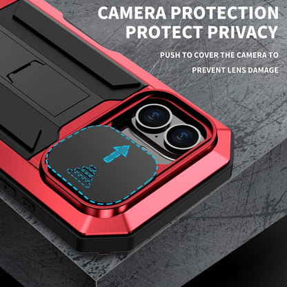 For iPhone 16 R-JUST Sliding Camera IP54 Life Waterproof Holder Phone Case(Red) by R-JUST