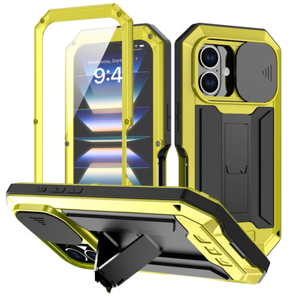 For iPhone 16 R-JUST Sliding Camera IP54 Life Waterproof Holder Phone Case(Yellow) by R-JUST