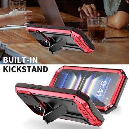 For iPhone 16 Plus R-JUST Sliding Camera IP54 Life Waterproof Holder Phone Case(Red) by R-JUST