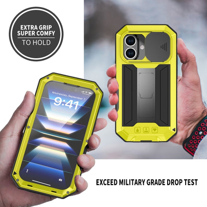 For iPhone 16 Plus R-JUST Sliding Camera IP54 Life Waterproof Holder Phone Case(Yellow) by R-JUST