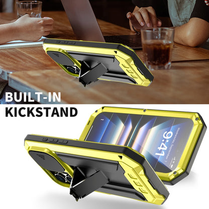 For iPhone 16 Plus R-JUST Sliding Camera IP54 Life Waterproof Holder Phone Case(Yellow) by R-JUST