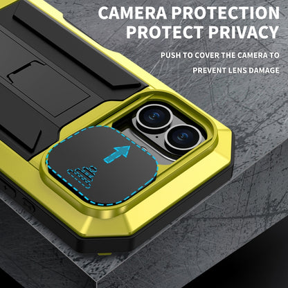 For iPhone 16 Plus R-JUST Sliding Camera IP54 Life Waterproof Holder Phone Case(Yellow) by R-JUST
