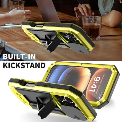 For iPhone 16 Pro R-JUST Sliding Camera IP54 Life Waterproof Holder Phone Case(Yellow) by R-JUST