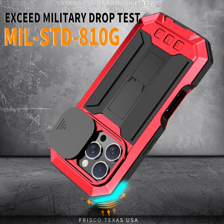 For iPhone 16 Pro Max R-JUST Sliding Camera IP54 Life Waterproof Holder Phone Case(Red) by R-JUST