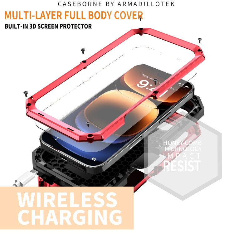 For iPhone 16 Pro Max R-JUST Sliding Camera IP54 Life Waterproof Holder Phone Case(Red) by R-JUST