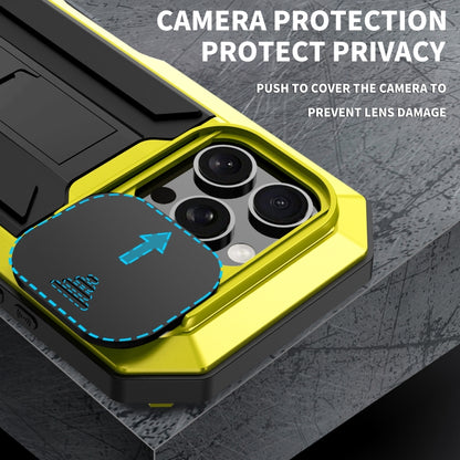 For iPhone 16 Pro Max R-JUST Sliding Camera IP54 Life Waterproof Holder Phone Case(Yellow) by R-JUST