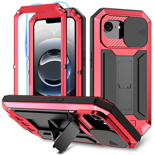 For iPhone 16e R-JUST Sliding Camera IP54 Life Waterproof Holder Phone Case(Red) by R-JUST