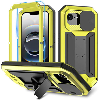 For iPhone 16e R-JUST Sliding Camera IP54 Life Waterproof Holder Phone Case(Yellow) by R-JUST
