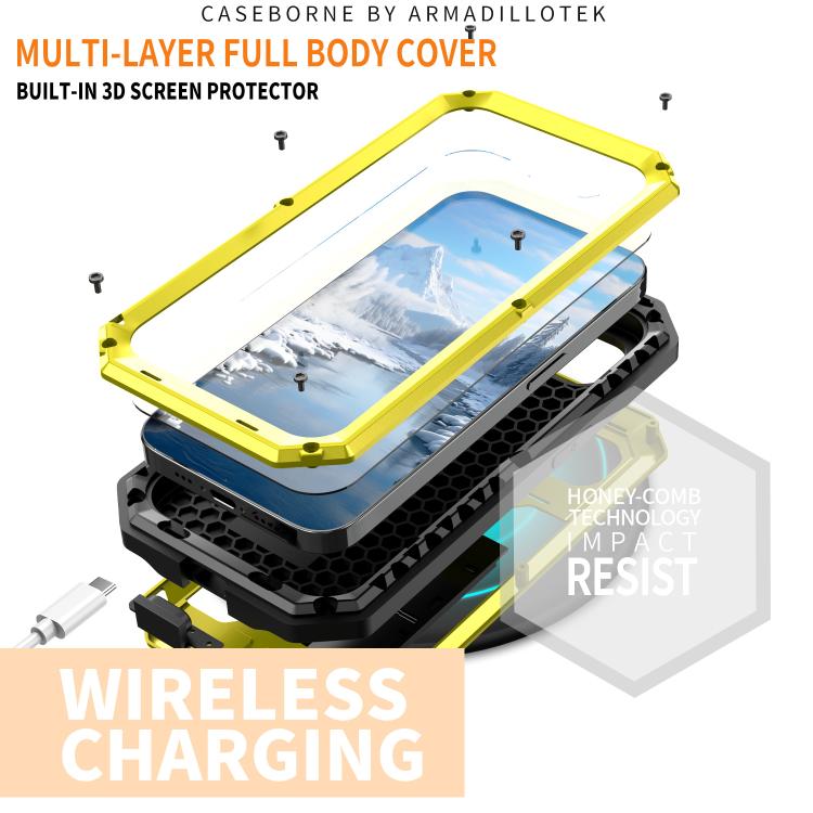 For iPhone 16e R-JUST Sliding Camera IP54 Life Waterproof Holder Phone Case(Yellow) by R-JUST