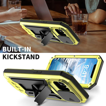 For iPhone 16e R-JUST Sliding Camera IP54 Life Waterproof Holder Phone Case(Yellow) by R-JUST