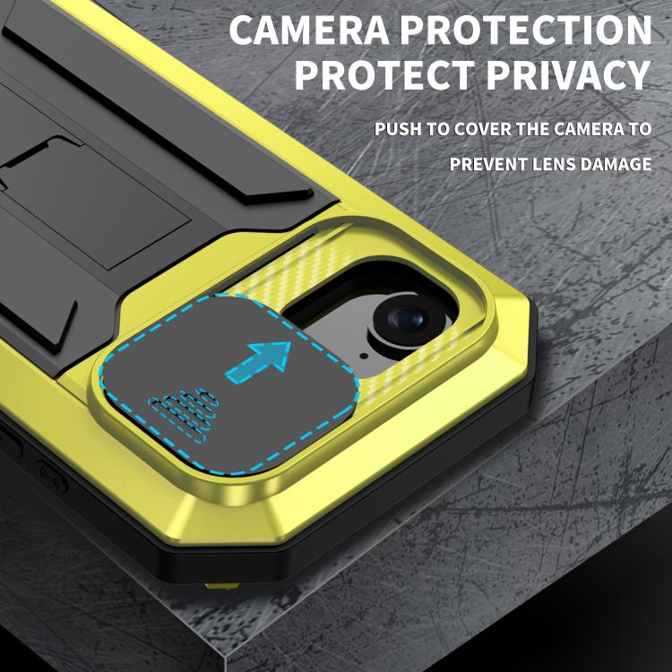 For iPhone 16e R-JUST Sliding Camera IP54 Life Waterproof Holder Phone Case(Yellow) by R-JUST