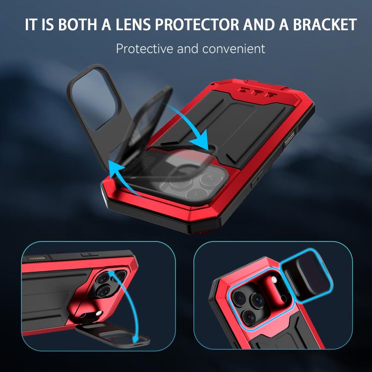 For iPhone 17 Pro Max R-JUST Sliding Camera IP54 Life Waterproof Holder Phone Case(Red) by R-JUST