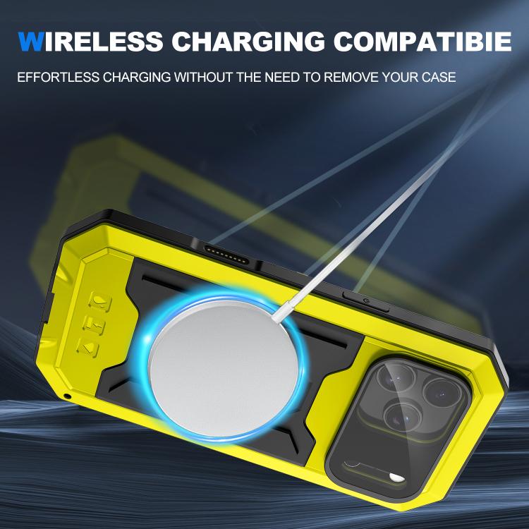 For iPhone 17 Pro Max R-JUST Sliding Camera IP54 Life Waterproof Holder Phone Case(Yellow) by R-JUST