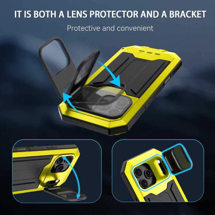 For iPhone 17 Pro Max R-JUST Sliding Camera IP54 Life Waterproof Holder Phone Case(Yellow) by R-JUST