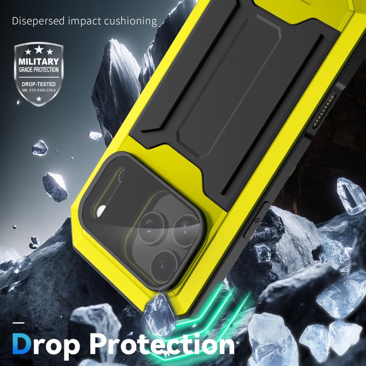 For iPhone 17 Pro Max R-JUST Sliding Camera IP54 Life Waterproof Holder Phone Case(Yellow) by R-JUST