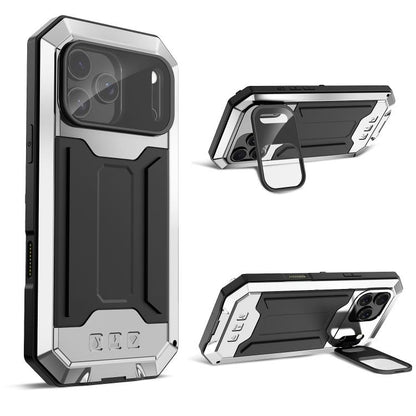 For iPhone 17 Pro Max R-JUST Sliding Camera IP54 Life Waterproof Holder Phone Case(Silver) by R-JUST