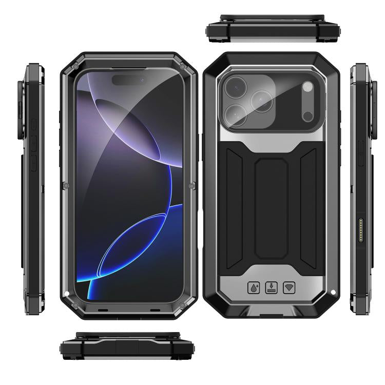 For iPhone 17 Pro R-JUST Sliding Camera IP54 Life Waterproof Holder Phone Case(Black) by R-JUST