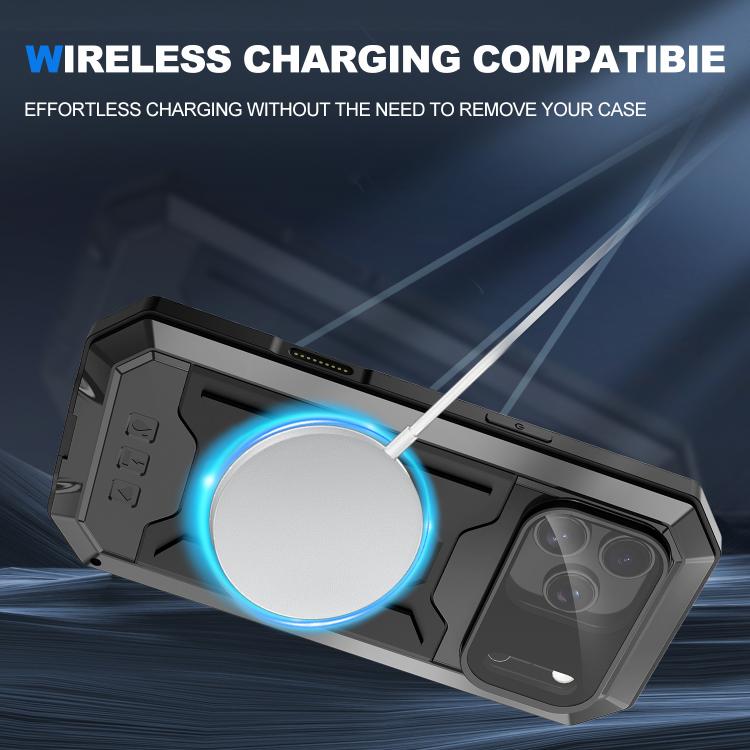 For iPhone 17 Pro R-JUST Sliding Camera IP54 Life Waterproof Holder Phone Case(Black) by R-JUST