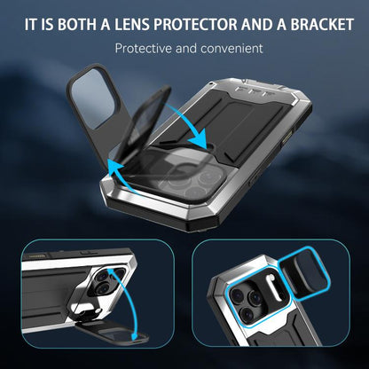 For iPhone 17 Pro R-JUST Sliding Camera IP54 Life Waterproof Holder Phone Case(Silver) by R-JUST