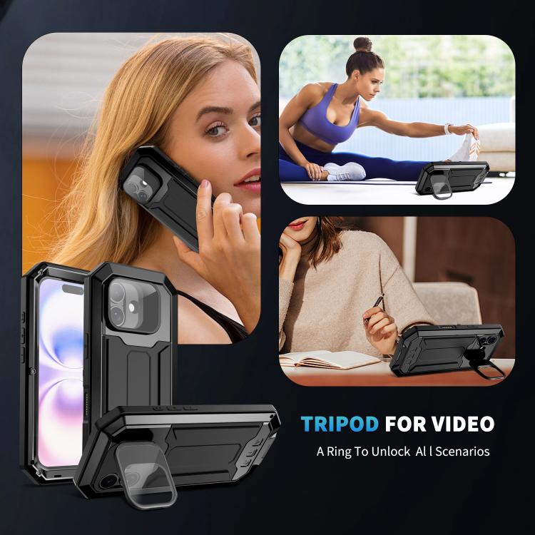 For iPhone 17 R-JUST Sliding Camera IP54 Life Waterproof Holder Phone Case(Black) by R-JUST