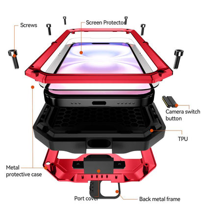 For iPhone 17 R-JUST Sliding Camera IP54 Life Waterproof Holder Phone Case(Red) by R-JUST