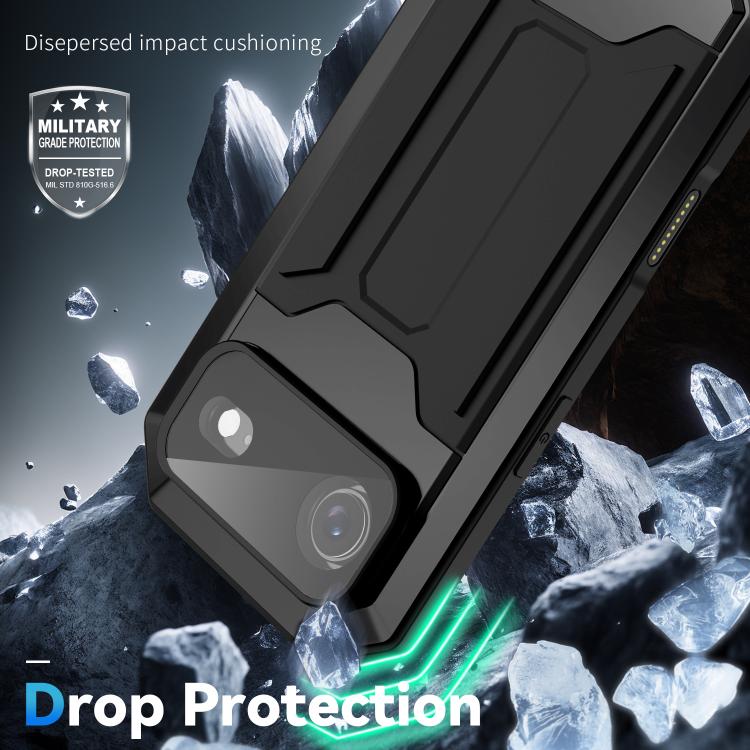 For iPhone Air R-JUST Sliding Camera IP54 Life Waterproof Holder Phone Case(Black) by R-JUST