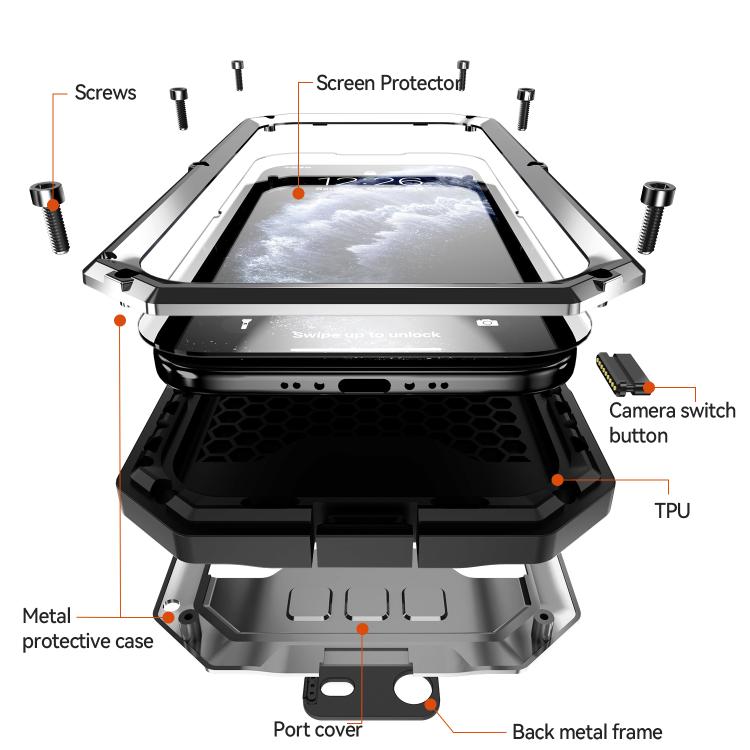 For iPhone Air R-JUST Sliding Camera IP54 Life Waterproof Holder Phone Case(Silver) by R-JUST