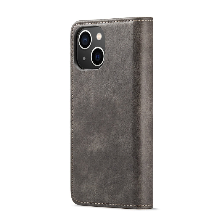 For iPhone 15 DG.MING Crazy Horse Texture Detachable Magnetic Leather Phone Case(Grey) by DG.MING