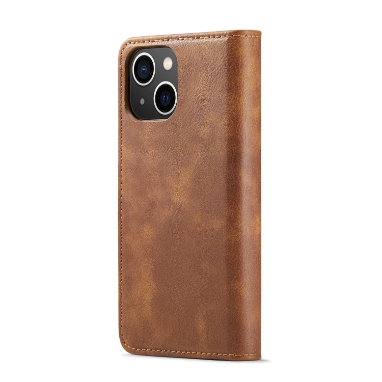 For iPhone 15 DG.MING Crazy Horse Texture Detachable Magnetic Leather Phone Case(Brown) by DG.MING