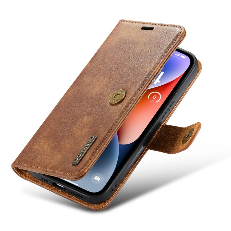 For iPhone 15 DG.MING Crazy Horse Texture Detachable Magnetic Leather Phone Case(Brown) by DG.MING