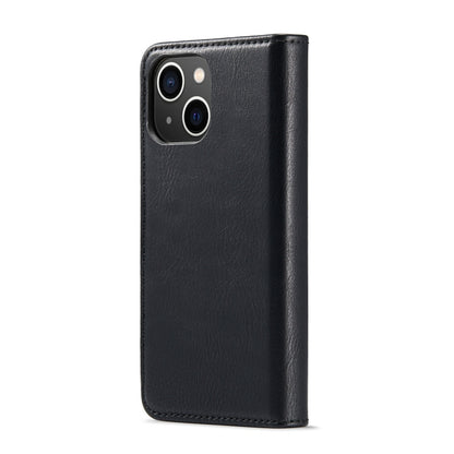For iPhone 15 DG.MING Crazy Horse Texture Detachable Magnetic Leather Phone Case(Black) by DG.MING
