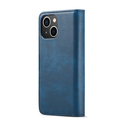 For iPhone 15 DG.MING Crazy Horse Texture Detachable Magnetic Leather Phone Case(Blue) by DG.MING