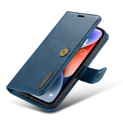 For iPhone 15 DG.MING Crazy Horse Texture Detachable Magnetic Leather Phone Case(Blue) by DG.MING