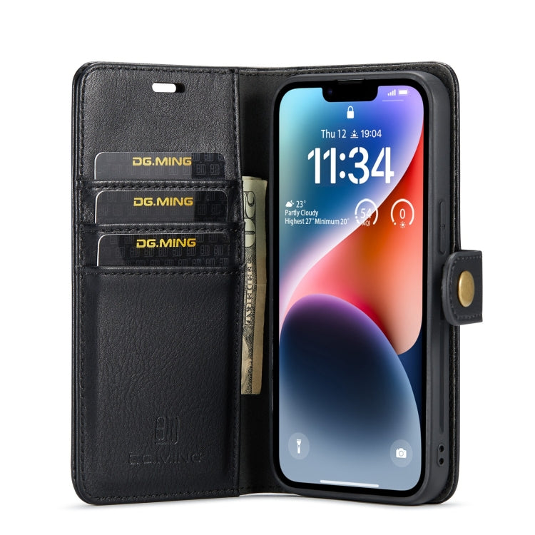 For iPhone 15 Plus DG.MING Crazy Horse Texture Detachable Magnetic Leather Phone Case(Black) by DG.MING