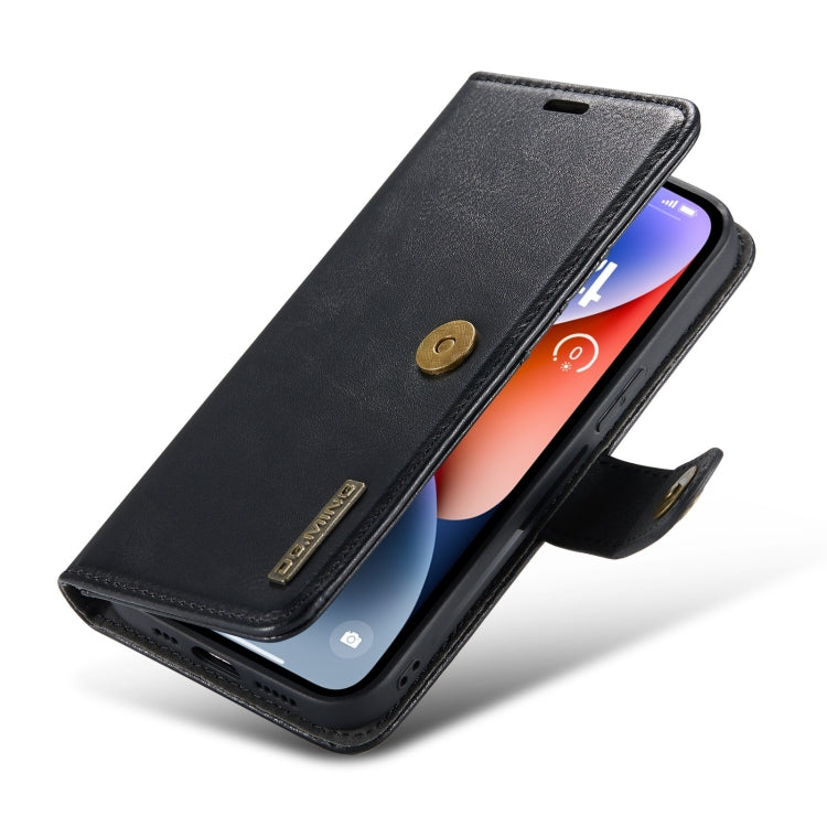 For iPhone 15 Plus DG.MING Crazy Horse Texture Detachable Magnetic Leather Phone Case(Black) by DG.MING