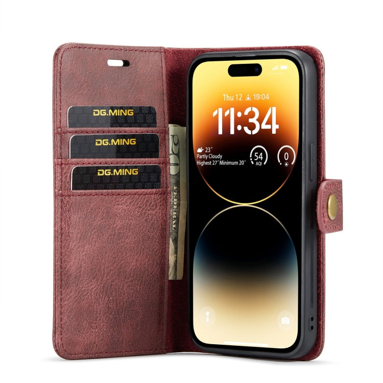 For iPhone 15 Pro Max DG.MING Crazy Horse Texture Detachable Magnetic Leather Phone Case(Red) by DG.MING
