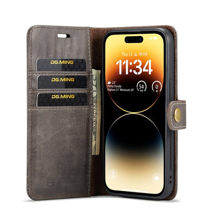 For iPhone 15 Pro Max DG.MING Crazy Horse Texture Detachable Magnetic Leather Phone Case(Grey) by DG.MING