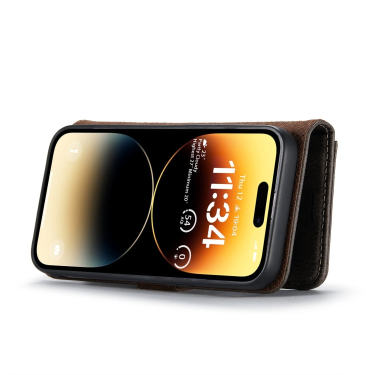 For iPhone 15 Pro Max DG.MING Crazy Horse Texture Detachable Magnetic Leather Phone Case(Grey) by DG.MING