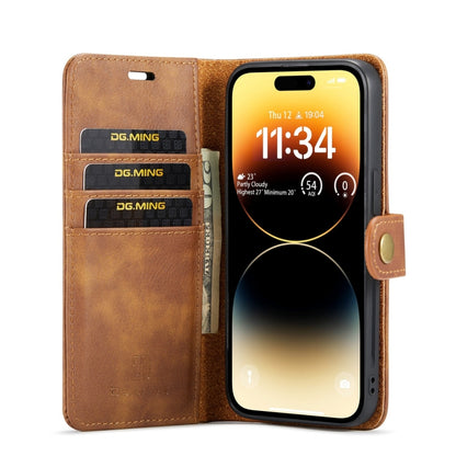 For iPhone 15 Pro Max DG.MING Crazy Horse Texture Detachable Magnetic Leather Phone Case(Brown) by DG.MING
