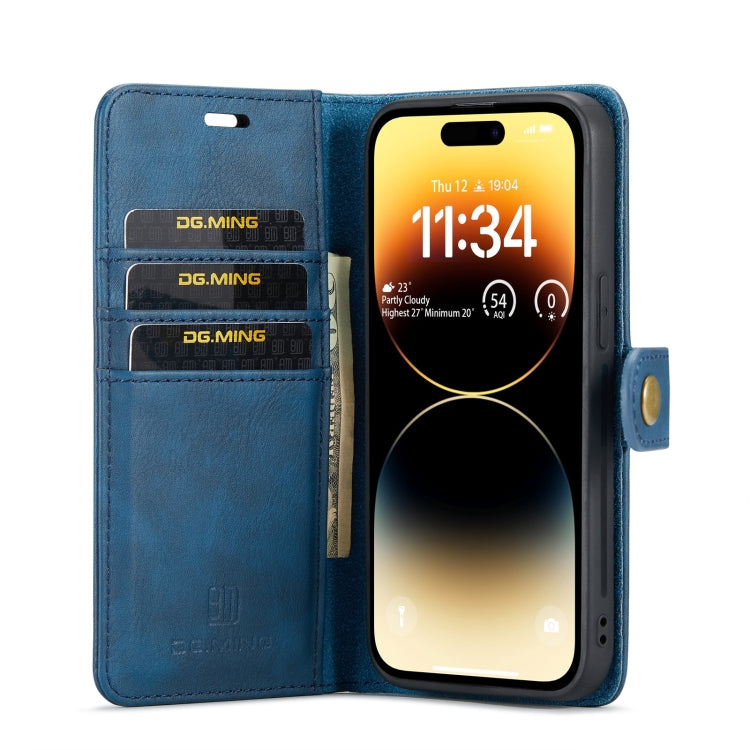 For iPhone 15 Pro Max DG.MING Crazy Horse Texture Detachable Magnetic Leather Phone Case(Blue) by DG.MING