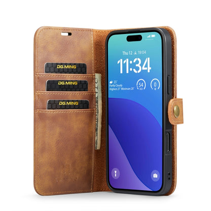 For iPhone 16 Pro Max DG.MING Crazy Horse Texture Detachable Magnetic Leather Phone Case(Brown) by DG.MING